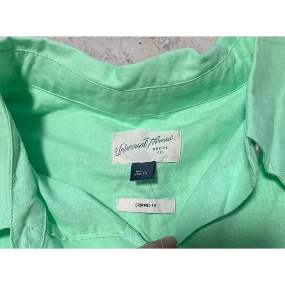NWT Universal Thread cropped linen blend button down size large - Picture 4 of 8